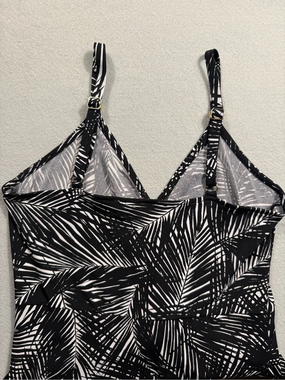 Michael Kors Small Black White Palm-Print Maxi Sundress Flowy Adjustable Beach